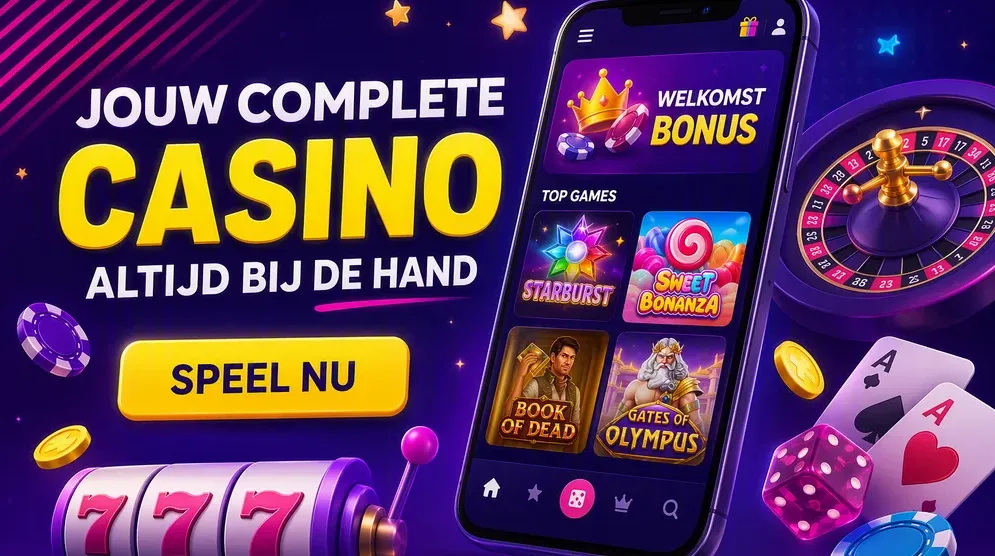 smartphone met casino-app interface op scherm